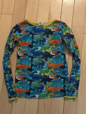 Smafolk Boys' Blue Dinosaur Long Sleeve Tee - 10 Years